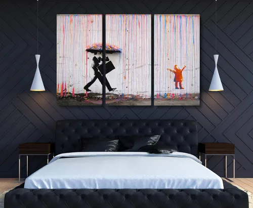 Vista 9 de BANKSY - Lienzo decorativo para pared, varios tamaños (3 piezas, mediano)