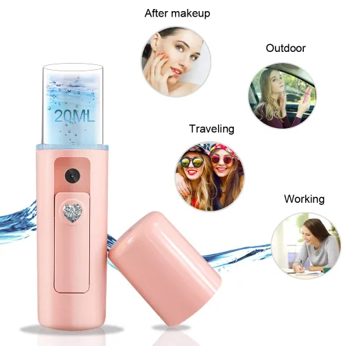 Vista 6 de Nano Facial Mister Humidificador de atomización hidratante de niebla fría vaporizador facial práctico pulverizador hidratante e hidratante para Rosa