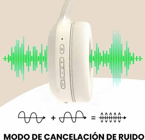 Vista 4 de Bingozones Auriculares inalámbricos con cancelación de ruido beige, Bluetooth sobre la oreja, auriculares inalámbricos con micrófono, tiempo
