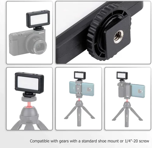 Vista 4 de Kiwifotos Mini luz de video LED para Sony ZV-1F ZV1F ZV-1 II ZV1 ZV-E10 II ZVE10 Canon PowerShot V1 EOS R50 V y más cámaras, accesorios de flash