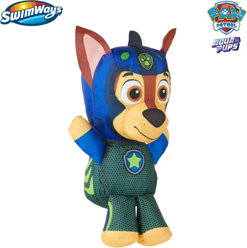 Vista 2 de SwimWays Paw Patrol AquaPups Chase Swim Huggable, juguetes de Paw Patrol, juguetes de baño y juguetes de playa, animal de peluche de agua flotante