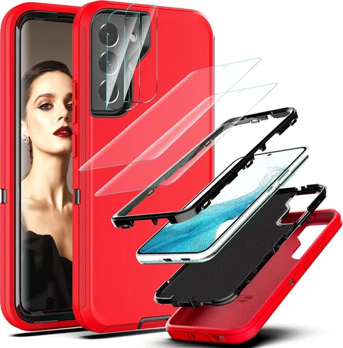 Vista 14 de YmhxcY Funda S22, funda para Galaxy S22, funda duradera de 3 capas a prueba de caídas, protección contra caídas, funda de goma sólida mate