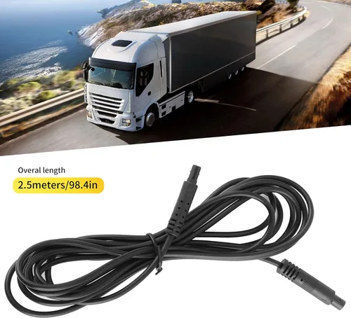Vista 6 de Cable de extensión de la cámara del tablero del coche de 8.2 ft 4 pines, cable de la cámara de respaldo de plástico para 12 V 24 V Camper remolque