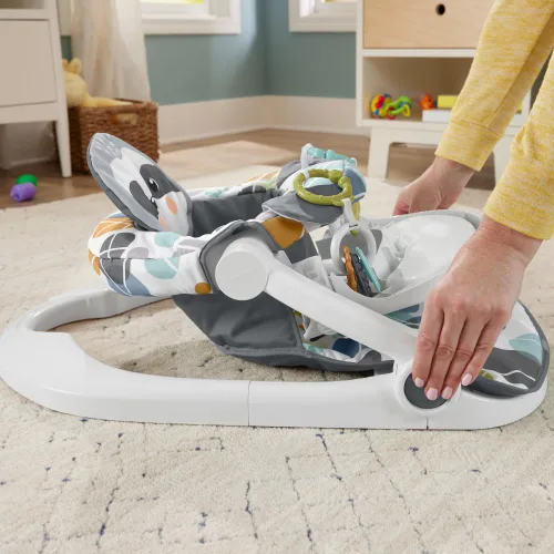 Vista 4 de Fisher-Price - Silla portátil para bebé Sit-Me-Up con bandeja para bocadillos, juguetes de actividad sensorial para recién nacidos y almohadilla