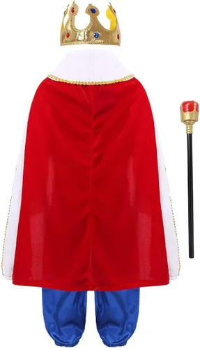 Vista 2 de winying Disfraz de Príncipe y Rey para niños con pantalones de cinturón y corona conjunto de calcetines
