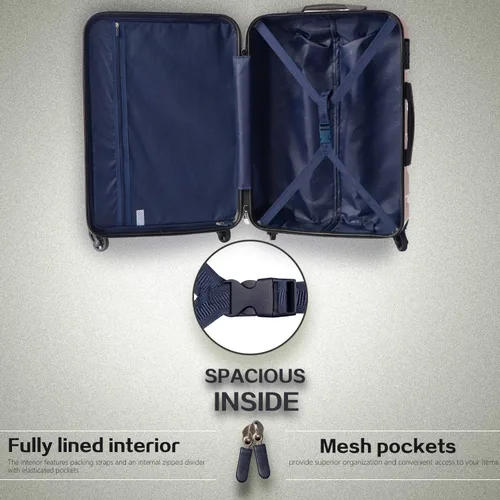 Vista 5 de Coolife Juego de 3 maletas rígidas para equipaje con ruedas giratorias peso ligero TSA Lock candado integrado 4 piezas