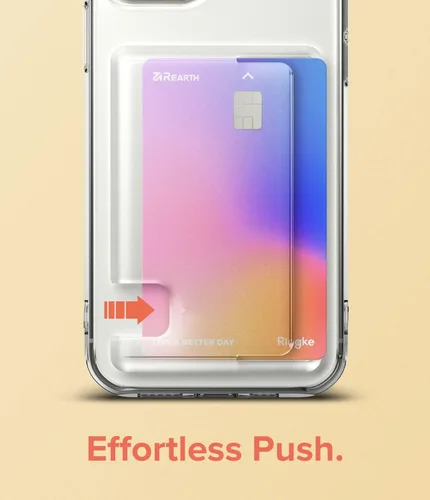 Vista 5 de Ringke Fusion Card - Funda compatible con iPhone 12 y iPhone 12 Pro, parte trasera dura transparente con tarjetero delgado integrado, funda tipo