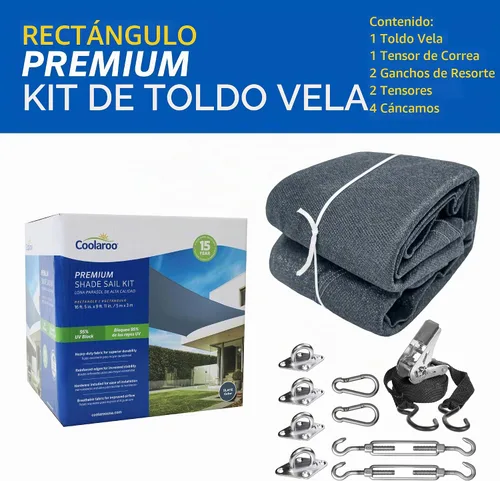 Vista 4 de Kit Premium de Vela de Sombra Coolaroo - 95% de Bloqueo UV, Grado Comercial, Acabado Mate de Lujo, con Herramientas de Acero Inoxidable