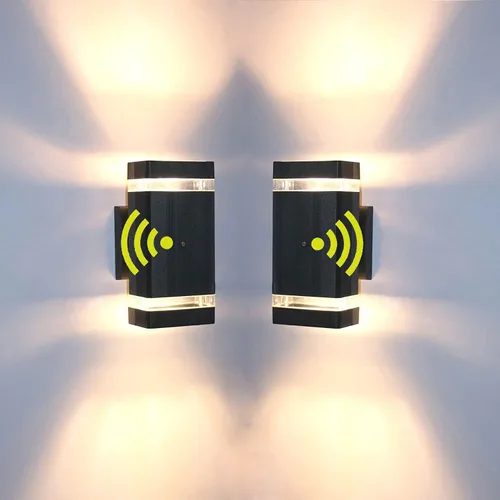 Vista 6 de Moderna luz de pared al aire libre del sensor del atardecer al amanecer lámpara exterior de montaje en pared impermeable antioxidante rectángulo Un