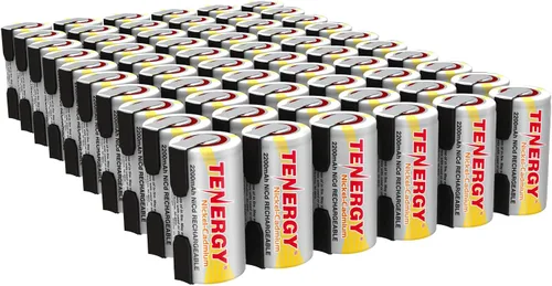 Vista 3 de Tenergy Batería recargable SubC 2200 mAh NiCd con parte superior plana (con pestañas)