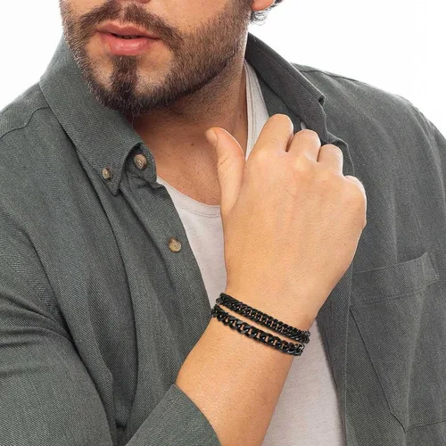 Vista 2 de VNOX 2 Pcs Sturdy Stainless Steel Chain Bracelet for Men Women Negro
