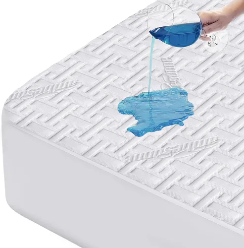Vista 11 de Ambesonne Protector de colchón ajustable antideslizante 100% impermeable, cubierta de tela de aire 3D, almohadilla de cama, textura suave