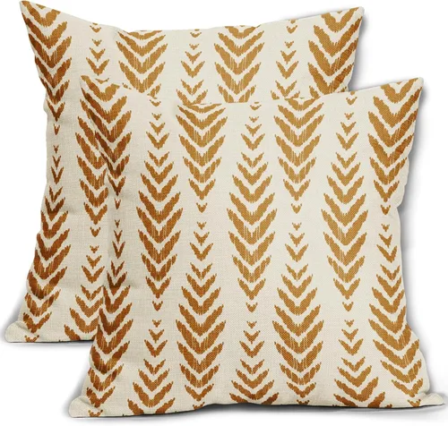 Vista 10 de Sweetshow - Juego de 2 fundas de almohada boho de 16x16 pulgadas, fundas de almohada étnicas bohemias negras con estampado geométrico de espiga