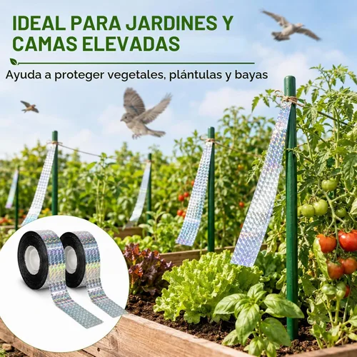 Vista 7 de RAINFLOW Cinta de miedo de pájaros, 2 rollos de cinta reflectante de 300
