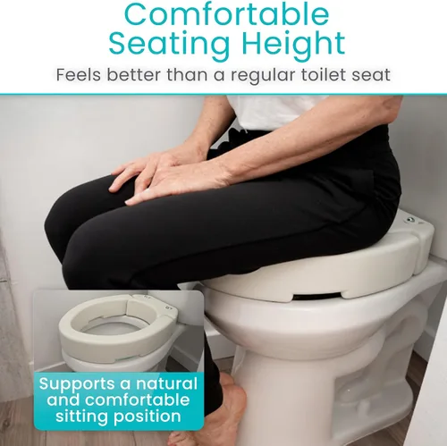 Vista 4 de Vive Asiento de inodoro elevado (alargado, añade 3.5 pulgadas) – Elevador y extensor de asiento de inodoro elevado para personas mayores