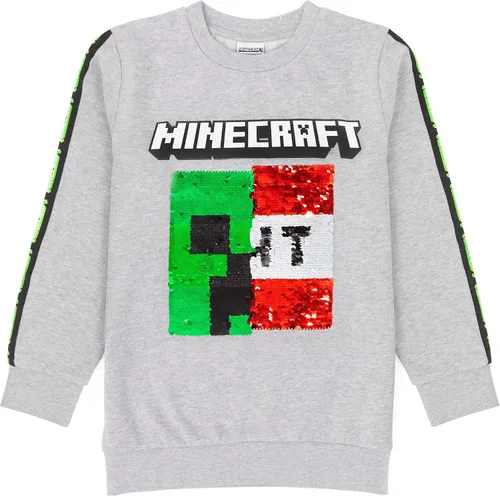 Vista 4 de Minecraft Sudadera con capucha para niños con lentejuelas Creeper TNT gris Gamer, Gris