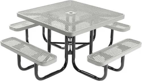 Vista 45 de COATEDOUTDOORFURNITURE Mesa de picnic cuadrada de 46 pulgadas, expandida, color negro