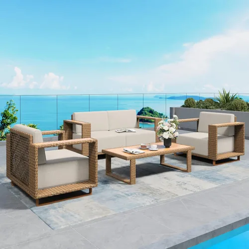 Vista 25 de SUNSHINE VALLEY 8 muebles seccionales de patio con cojín de 10 pulgadas de Beige-seccional