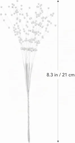 Vista 6 de IMIKEYA Ramos de tallos de perlas: 100 palitos de perlas de cuerda, guirnalda de perlas de 0.157 in, cadena de perlas florales con cuentas