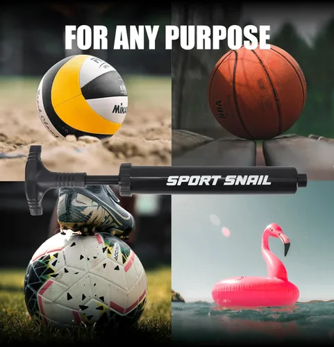 Vista 7 de Bomba de mano para pelotas – Bomba de aire portátil con aguja de 3 piezas y estuche compacto – Inflador deportivo pequeño – Voleibol, fútbol