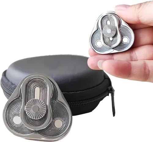 Vista 9 de Deslizador de metal para ansiedad, rotación triangular, forma de trébol, juguetes EDC para adultos para aliviar el estrés y la ansiedad, TDAH Negro