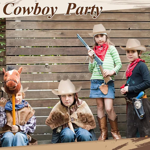 Vista 7 de Hercicy Sombreros de vaquero para niños pequeños, sombrero de vaquera para niños y niñas, accesorios de disfraz de bebé, suministros de fiesta