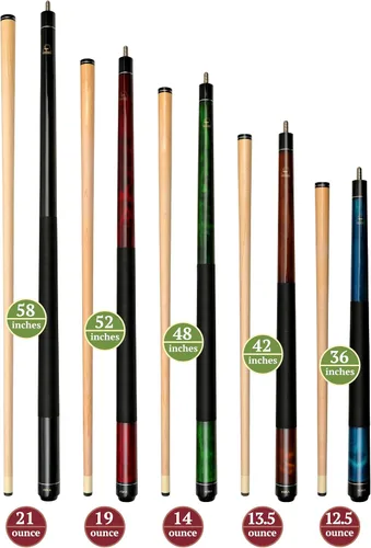 Vista 2 de ASKA Short Pool Cue Set, Mixed Length Billiard Cue Sticks 36 42 48 52 Inch, Canadian Hard Rock Maple Shaft, 13mm Leather Tip, 5/16x18 Joint, Bar