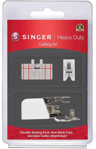 Vista 8 de SINGER - Kit de accesorios de máquina de coser, incluye 9 prensatelas, aguja doble y estuche. Nueve accesorios de costura, máquinas multifunción