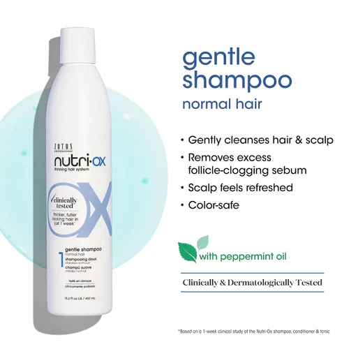 Vista 2 de NUTRI-OX Champú suave normal para adelgazar el cabello Cabello más grueso y de aspecto más completo Probado clínicamente y dermatológicamente