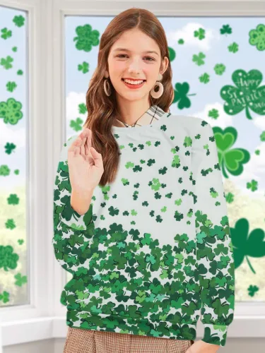 Vista 2 de MYHALF Sudadera del día de San Patricio para mujer, manga larga, diseño de trébol, irlandés, festivo, camiseta casual de manga corta