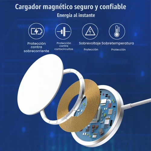 Vista 5 de Cargador inalámbrico magnético para iPhone, almohadilla de carga MagSafe USB C de 15 W, cable de carga magnética rápida tipo C de 3.3 pies
