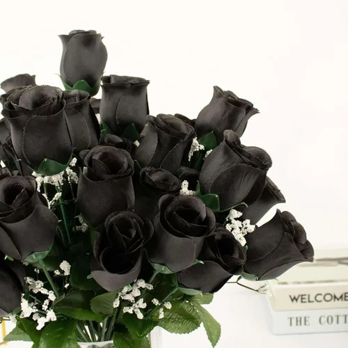 Vista 2 de Efavormart 12 arbustos Ramos de capullos de rosas artificiales de seda de primera calidad