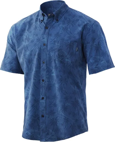 Vista 17 de HUK Camisa Kc Scott estampada Kona, camisa de rendimiento con botones de manga larga para hombre Fish Chaos - Blanco