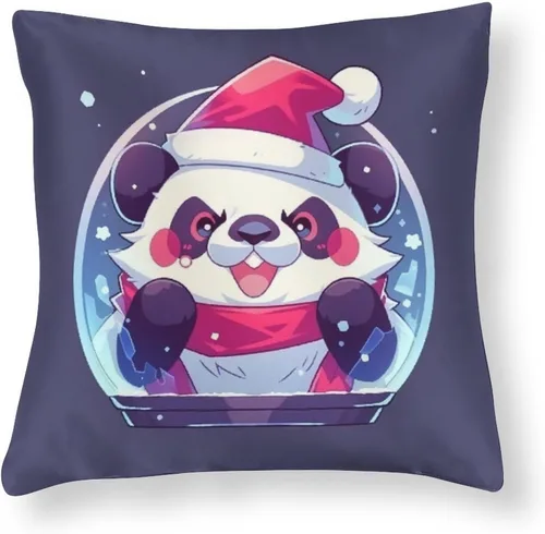 Vista 12 de Almohadas grandes para sofá de 16 x 16 pulgadas, diseño de mapache de dibujos animados, Navidad, nieve, invierno, cuadradas, de satén, funda