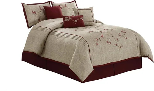 Vista 11 de Chezmoi Collection Linz - Juego de edredón bordado de 7 piezas, diseño de cachemira negro/blanco, tamaño Queen