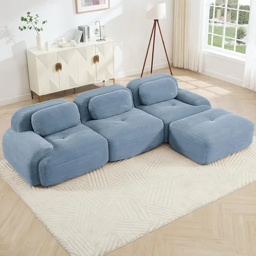 Vista 49 de Juego de sofás seccionales sin hueso de 117 pulgadas para sala de estar, modular en forma de L y sofá de 3 plazas con asiento profundo, almohadas