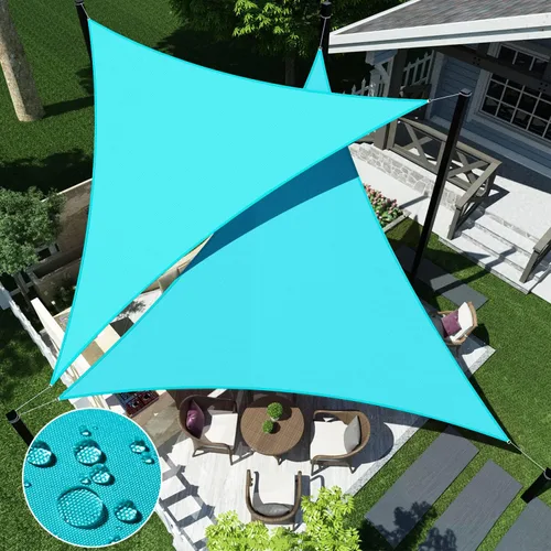 Vista 9 de ECOOPTS Toldo impermeable triangular, bloqueo UV, para patio, pérgola, jardín (5 x 5 x 5 pies, beige)