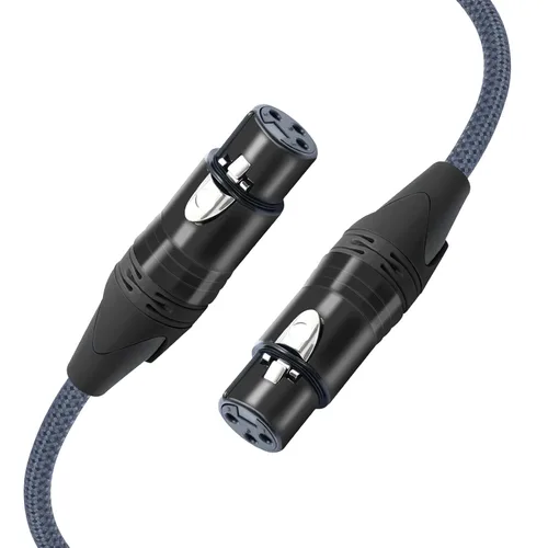 Vista 9 de Paquete de 2 cables de audio de equilibrio de 3 pines hembra a hembra, cables de conexión de micrófono de 3 pines, cables de conexión XLR hembra DMX