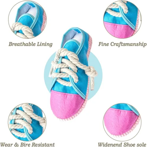 Vista 2 de IFOYO Juguete masticable duradero para perros con forma de mini zapatilla de deporte, juguete interactivo para mascotas, para cachorros, perros