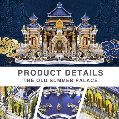 Vista 2 de Piececool Rompecabezas de metal 3D, el antiguo palacio de verano, arquitectura tradicional china, kit de modelos de construcción para adultos