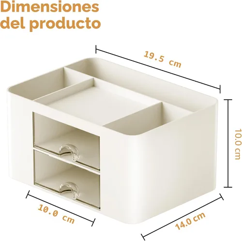 Vista 4 de Marbrasse Organizador de bolígrafos con 2 cajones, portaplumas multifuncional para escritorio, organizadores de escritorio y accesorios con 5