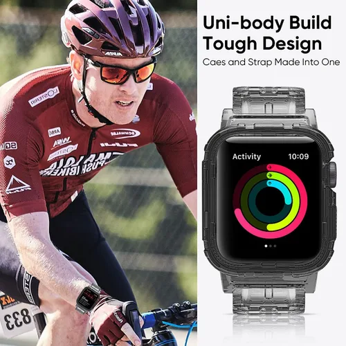 Vista 6 de Compatible con Apple Watch Band de 1.772 pulgadas, 1.732 pulgadas, 1.654 pulgadas, con funda antigolpes, correas deportivas para hombres y mujeres