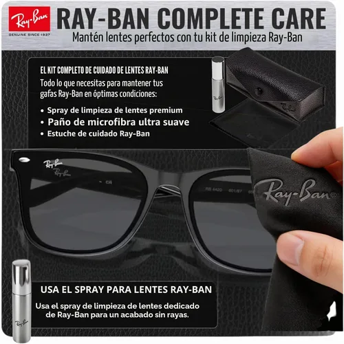Vista 6 de Ray-Ban RB4420 Gafas de sol con forma cuadrada para hombres y mujeres con kit oficial de gafas Ray-Ban Marco negro pulido Lente gris oscuro