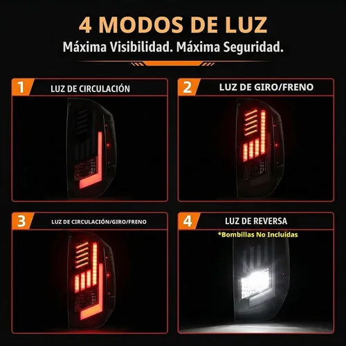 Vista 4 de Luces traseras LED para Toyota Tundra 2014-2021 con señal de giro Lente ahumada con carcasa negra