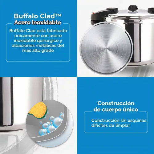 Vista 2 de Buffalo Olla a presión de acero inoxidable de 8 cuartos de galón – Olla pequeña para conservas con tapa para el hogar, uso comercial, olla a presión