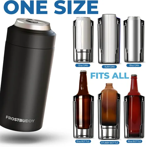 Vista 2 de Frost Buddy - Enfriador universal de latas, aislante de latas de acero Se adapta a latas delgadas de 12 onzas, 16 onzas, niños altos