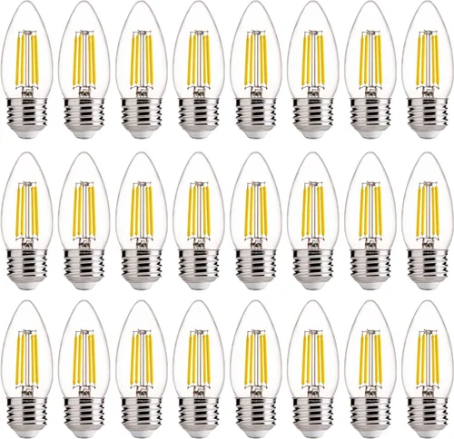 Vista 36 de FLSNT Bombillas LED de Araña Equivalentes a 40W, Bombillas LED Ámbar Regulables B11 E26 Base de Candelabro, 2200K Blanco Cálido, 330LM, Paquete de 6
