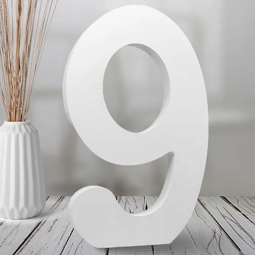 Vista 11 de AOCEAN Números de madera blanca de 8 pulgadas, número de madera sin terminar para pared, números decorativos de pie, rebanadas, decoración