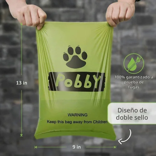 Vista 5 de Bolsas de excremento para perros, 225 bolsas de perro para excrementos, sin perfume, 15 rollos de repuesto, 9 x 13 pulgadas de grosor para perros