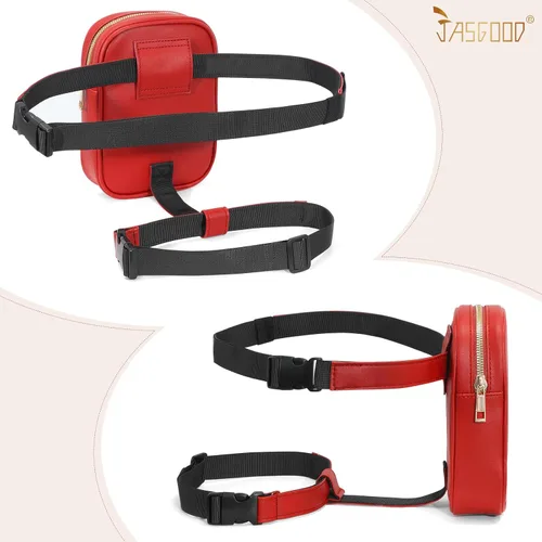 Vista 4 de JASGOOD Riñonera de moda para mujer, arnés de muslo, bolsa de pierna caída, C- Rojo, Moda